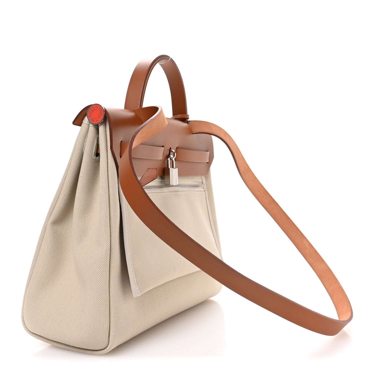 Hermes Toile Militaire Vache Hunter Laque Herbag Zip Retourne 31 PM Beton Fauve 4 of 12