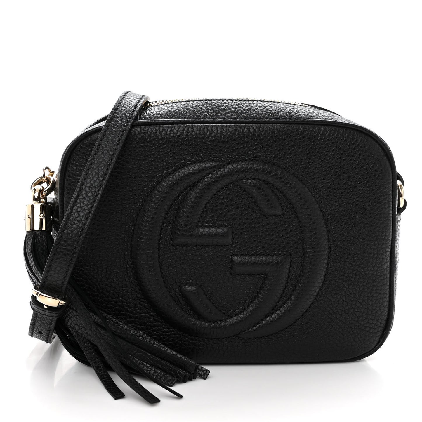 Pebbled Calfskin Small Soho Disco Bag Black