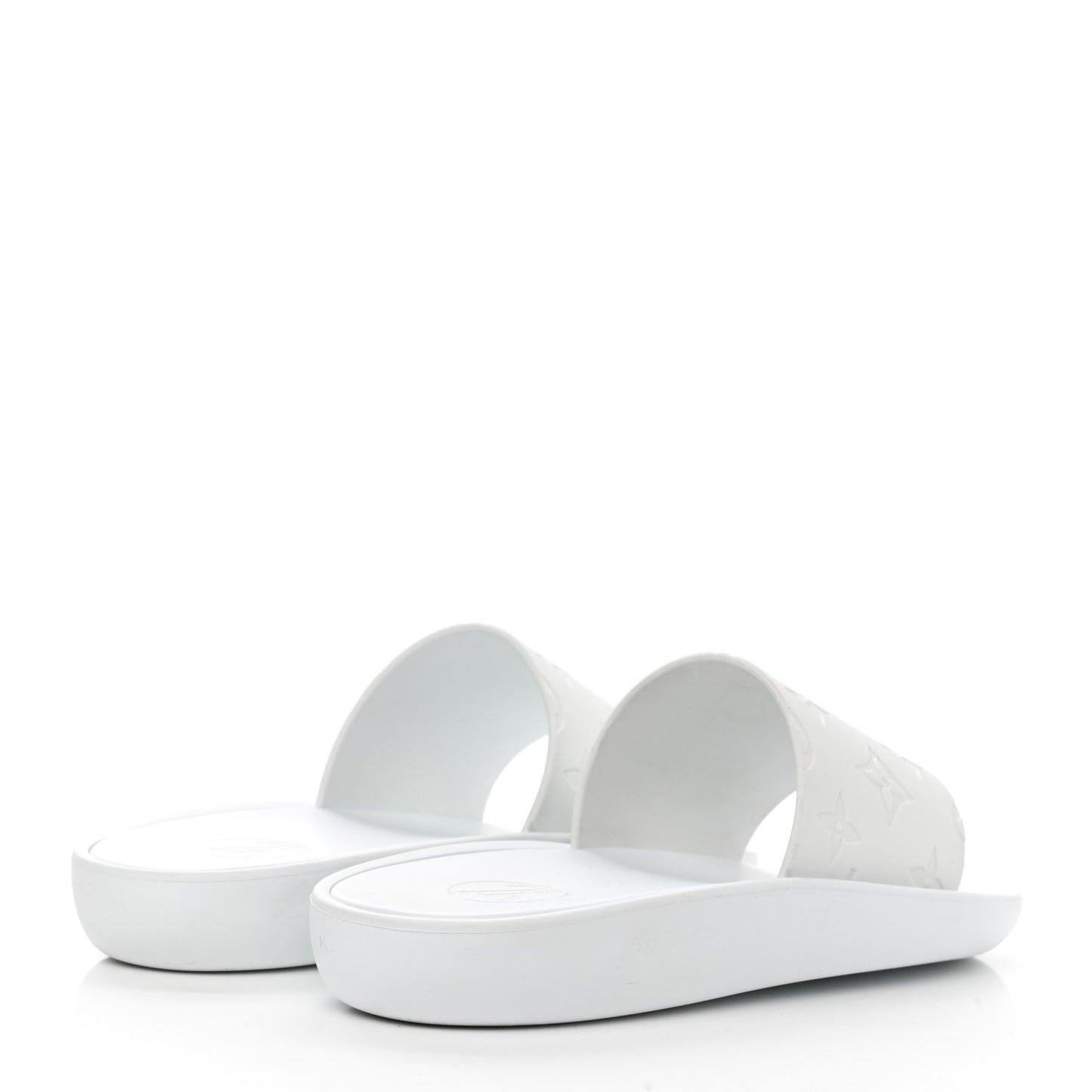Rubber Monogram Embossed Sunbath Flat Mule 36 White