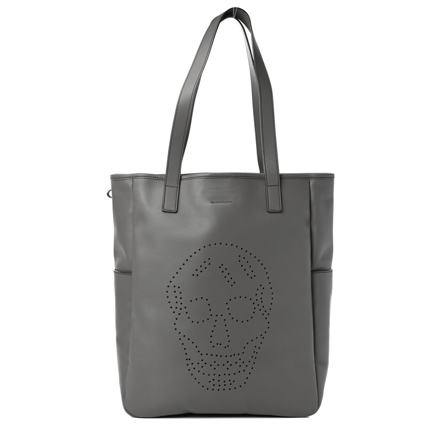 Alexander McQueen Calfskin Perforated Skull Tote Grey 1 of 9
