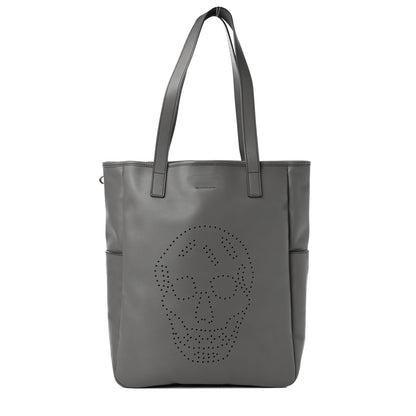 Alexander McQueen Calfskin Perforated Skull Tote Grey 1 of 9