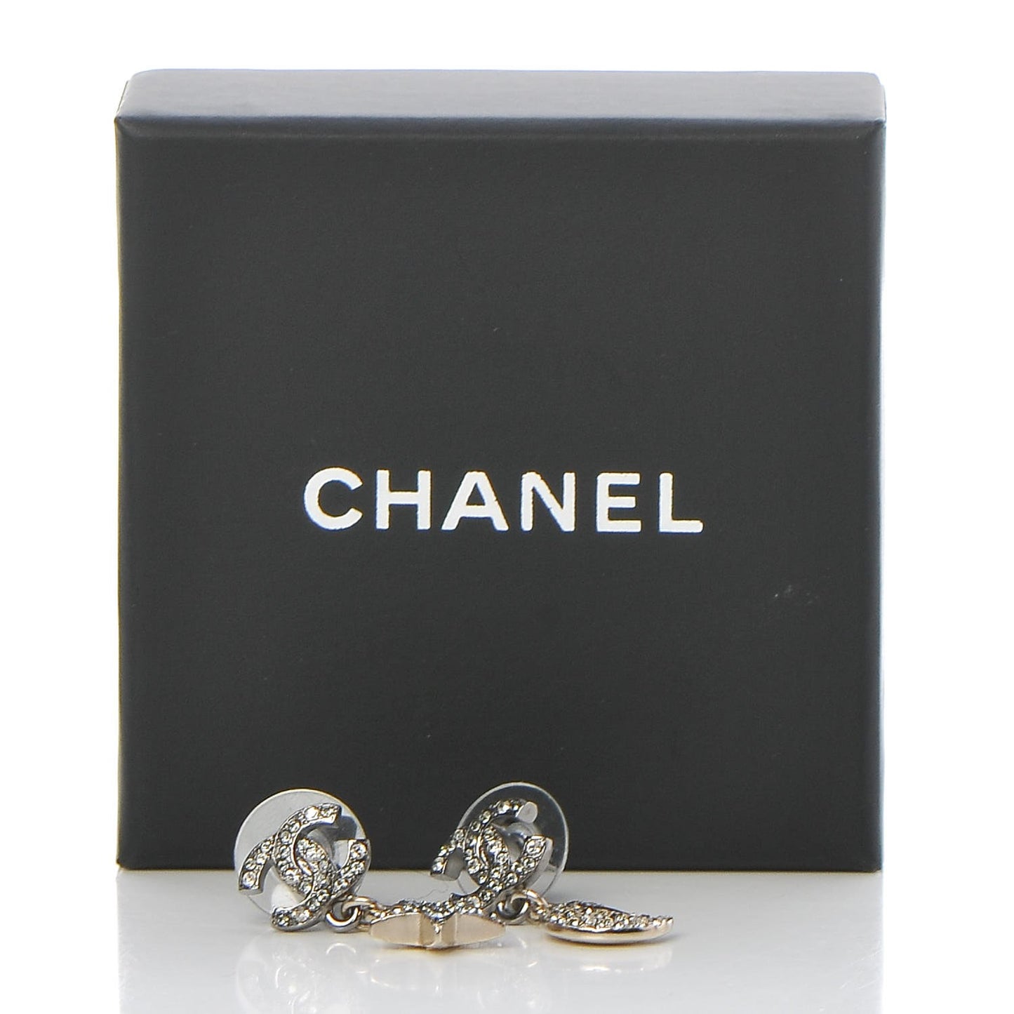 Ruthenium Crystal CC Star Moon Earrings Grey Gold