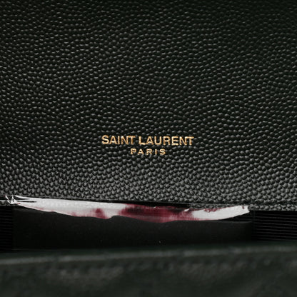 Saint Laurent Grain De Poudre Textured Mixed Matelasse Medium Triquilt Monogram Satchel Vert Fonce 6 of 9