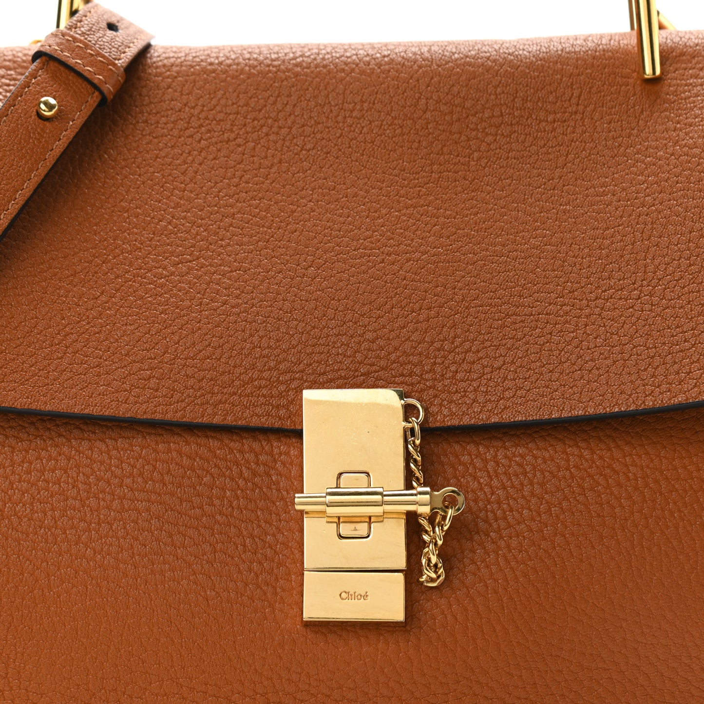 Grained Lambskin Drew Shoulder Bag Caramel