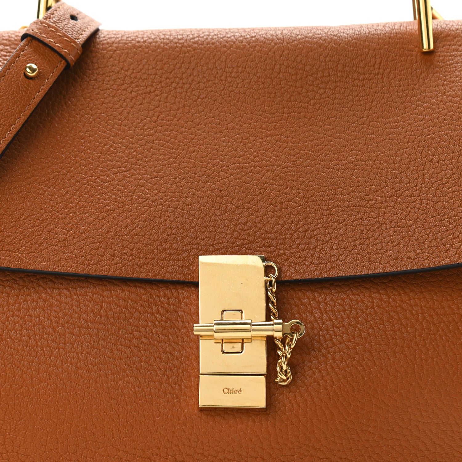 Chloe Grained Lambskin Drew Shoulder Bag Caramel 7 of 9