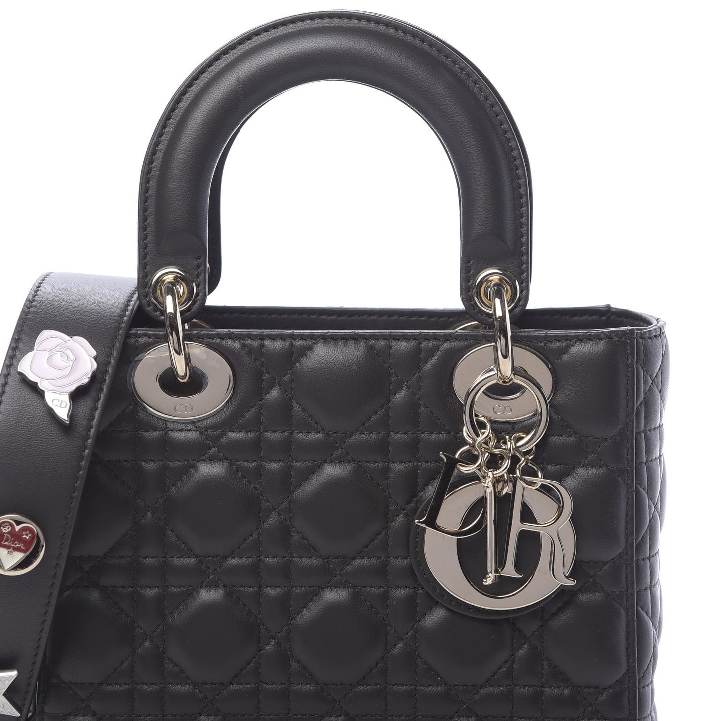 Lambskin Cannage Small Lucky Badges My Lady Dior Black
