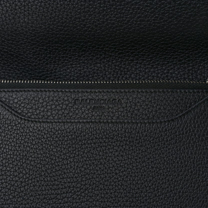 Balenciaga Grained Calfskin Classic Silver Hardware Wallet on Chain Black 6 of 12