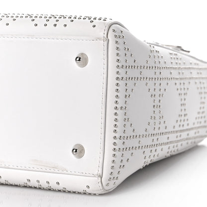Christian Dior Lambskin Studded Cannage Medium Lady Dior White 9 of 19