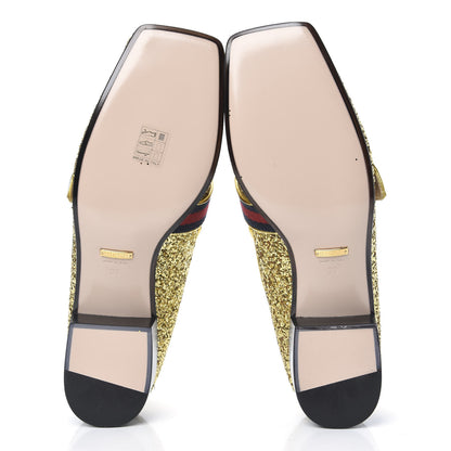 Gucci Glitter Web Peyton Loafers 39 Gold 5 of 9