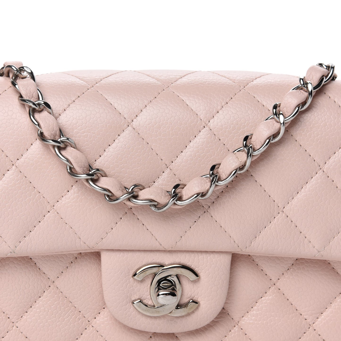 Caviar Quilted Mini Rectangular Flap Light Pink