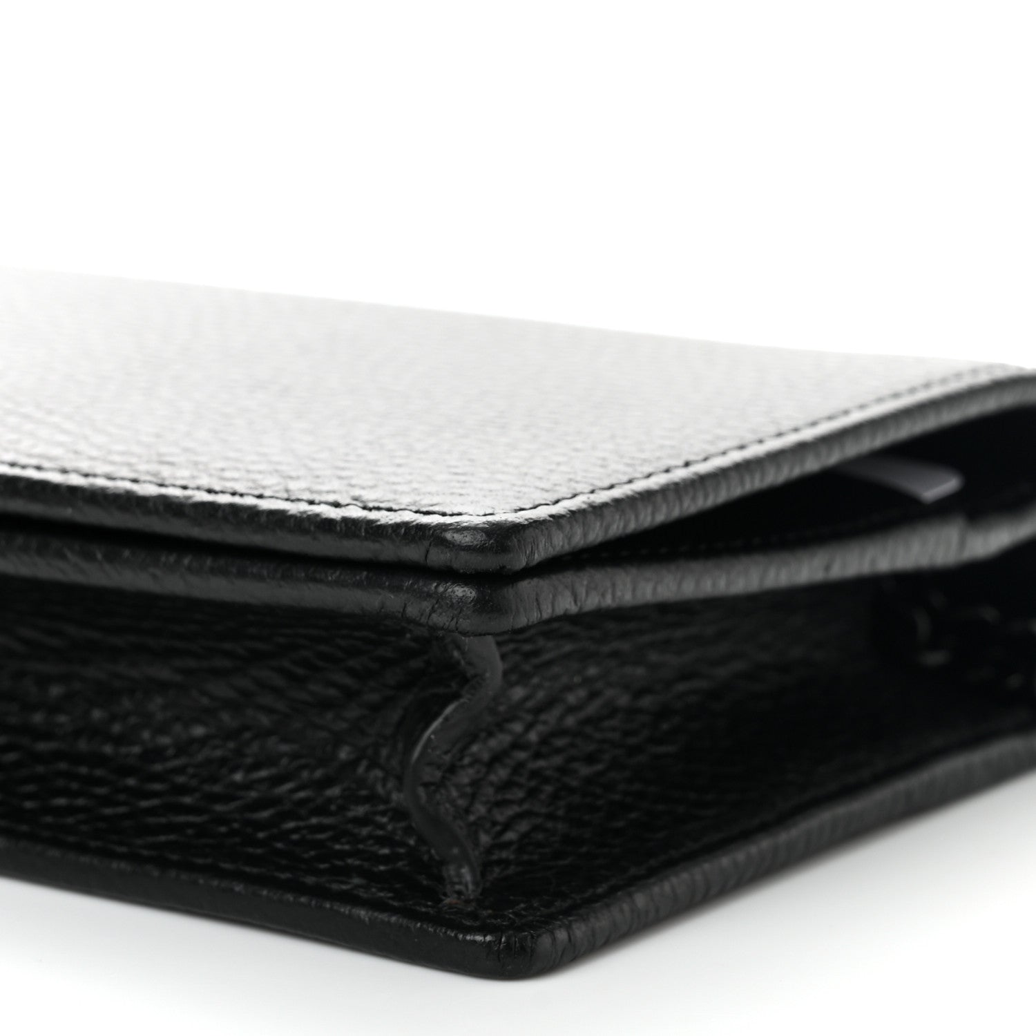Gucci Dollar Calfskin Enamel Monochrome Mini GG Marmont Chain Wallet Black 9 of 10