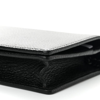 Gucci Dollar Calfskin Enamel Monochrome Mini GG Marmont Chain Wallet Black 9 of 10