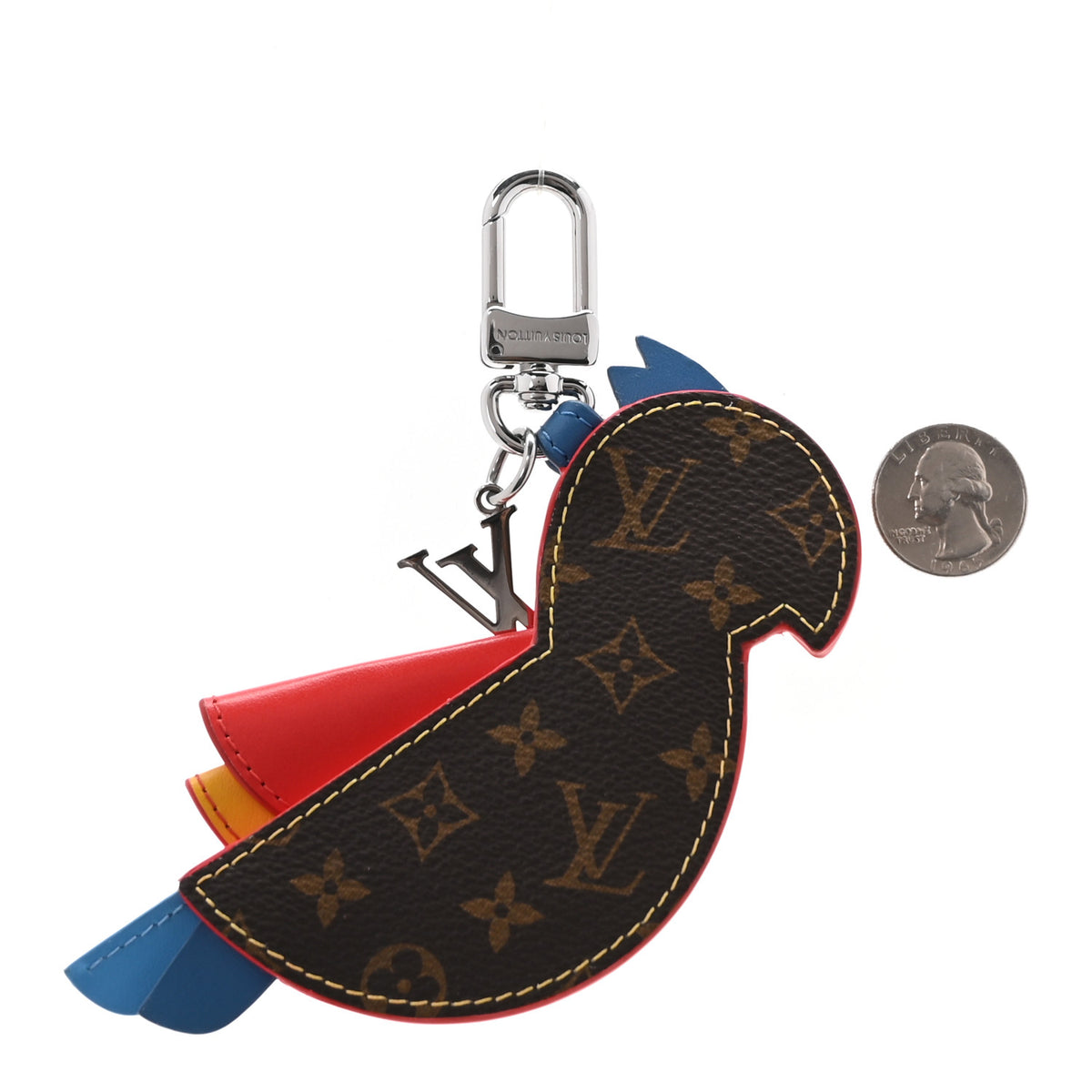 Calfskin Monogram LV Parrot Bag Charm Red
