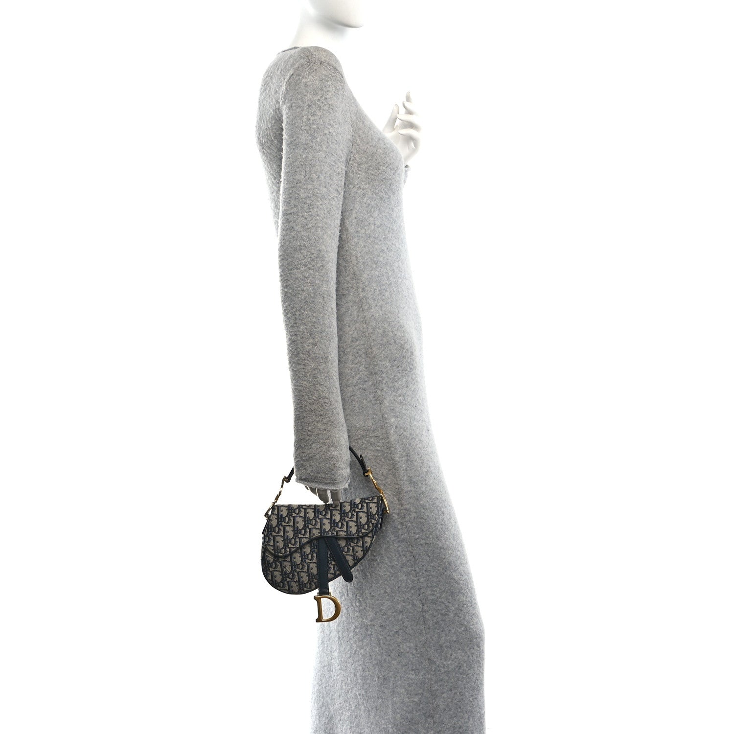 Christian Dior Oblique Mini Saddle Bag Blue 2 of 12