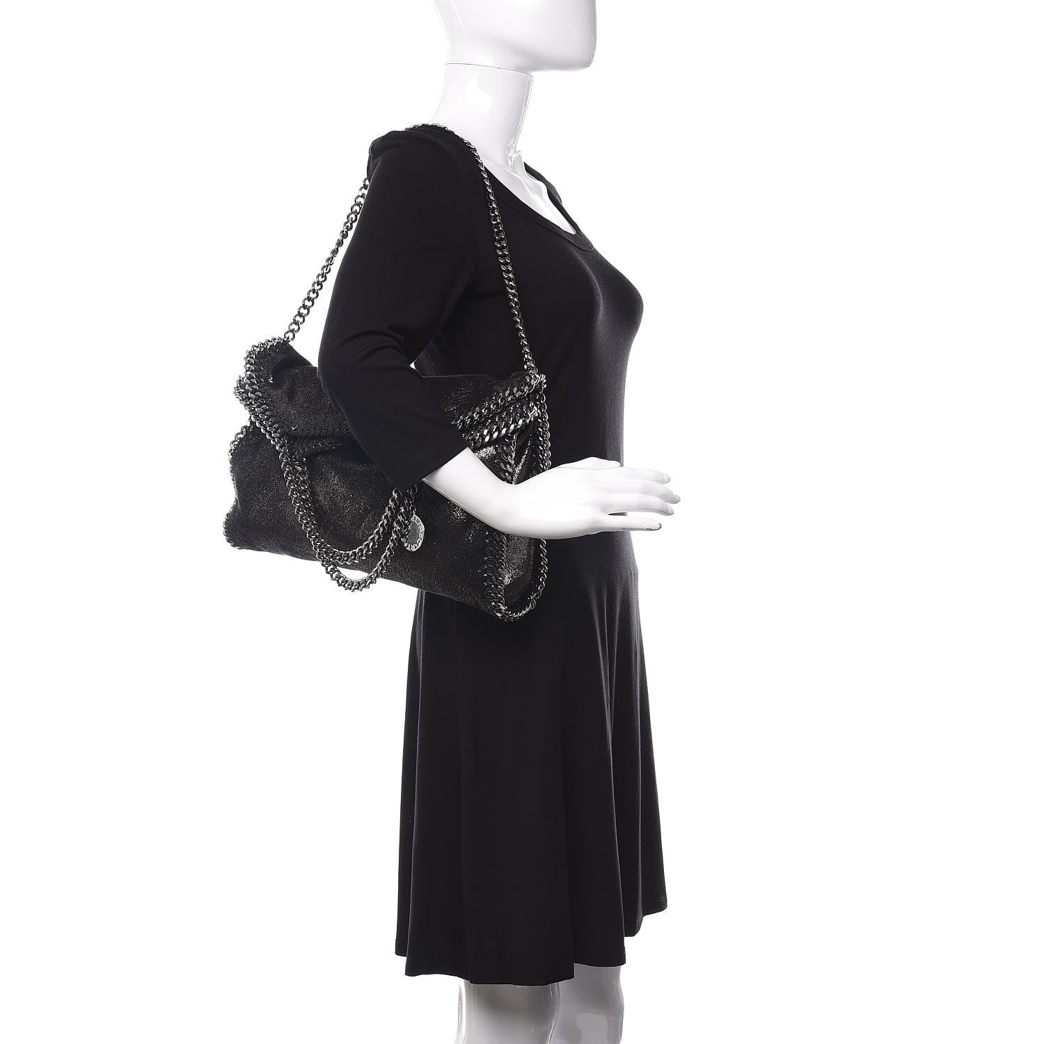 Stella McCartney Chamois Shiny Dotted Falabella Fold Over Tote Ruthenium 2 of 10
