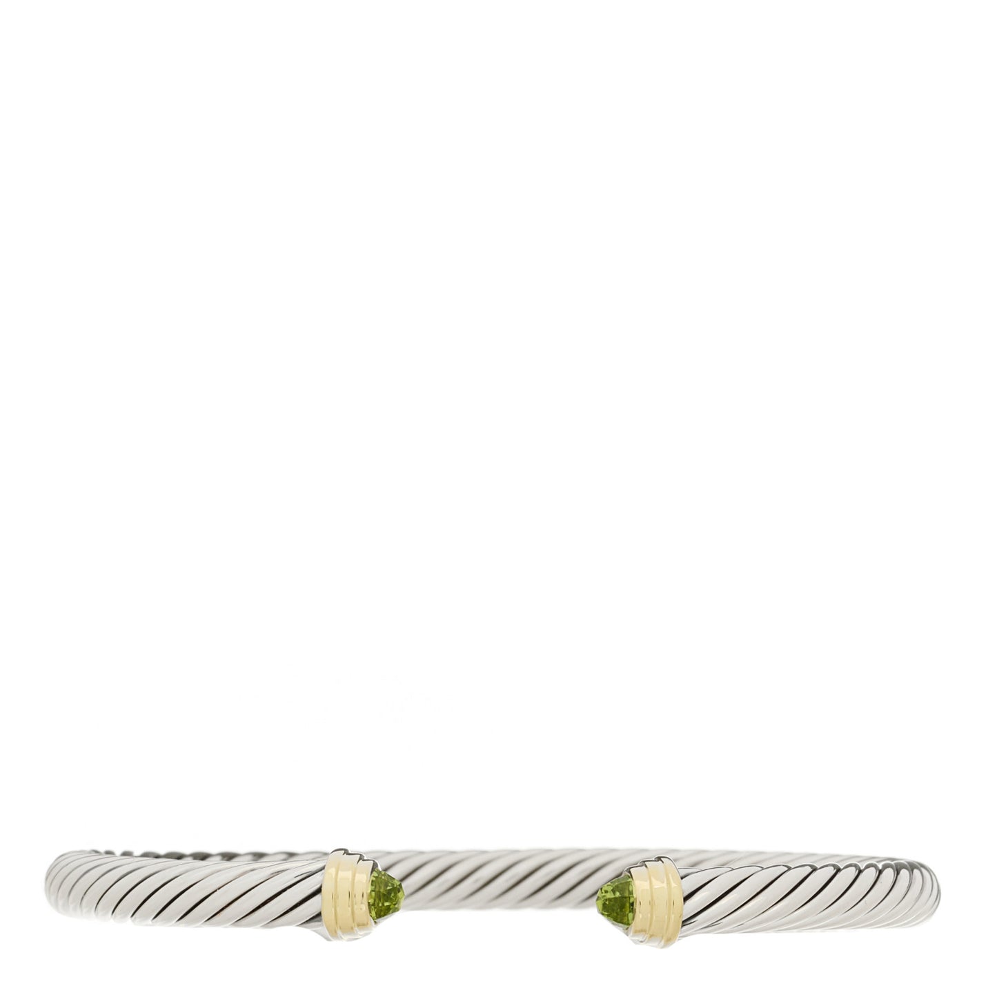 Sterling Silver 14K Yellow Gold Peridot 5mm Cable Classics Petite Color Bracelet