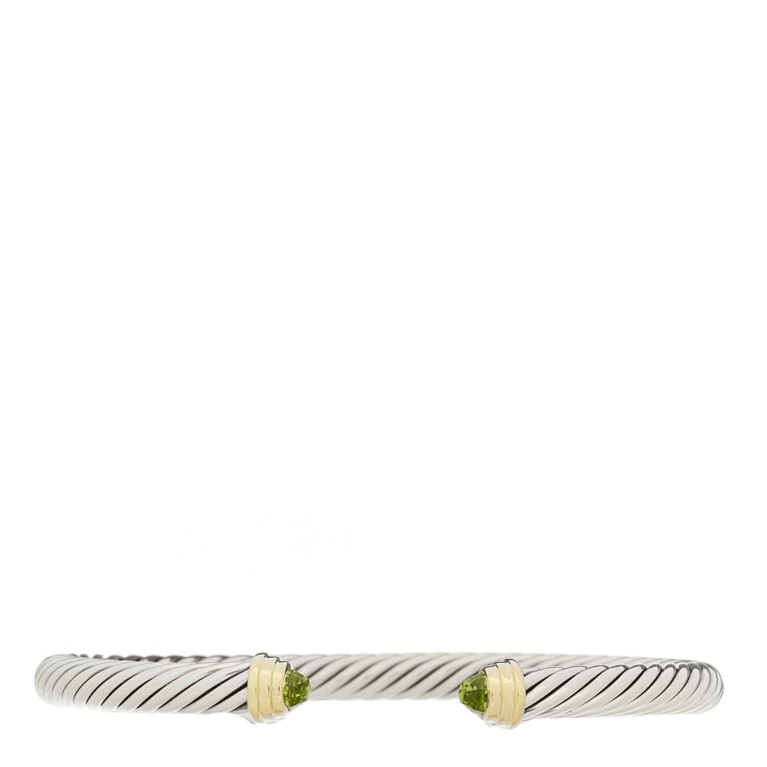 David Yurman Sterling Silver 14K Yellow Gold Peridot 5mm Cable Classics Petite Color Bracelet 1 of 3