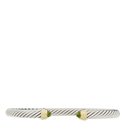 David Yurman Sterling Silver 14K Yellow Gold Peridot 5mm Cable Classics Petite Color Bracelet 1 of 3