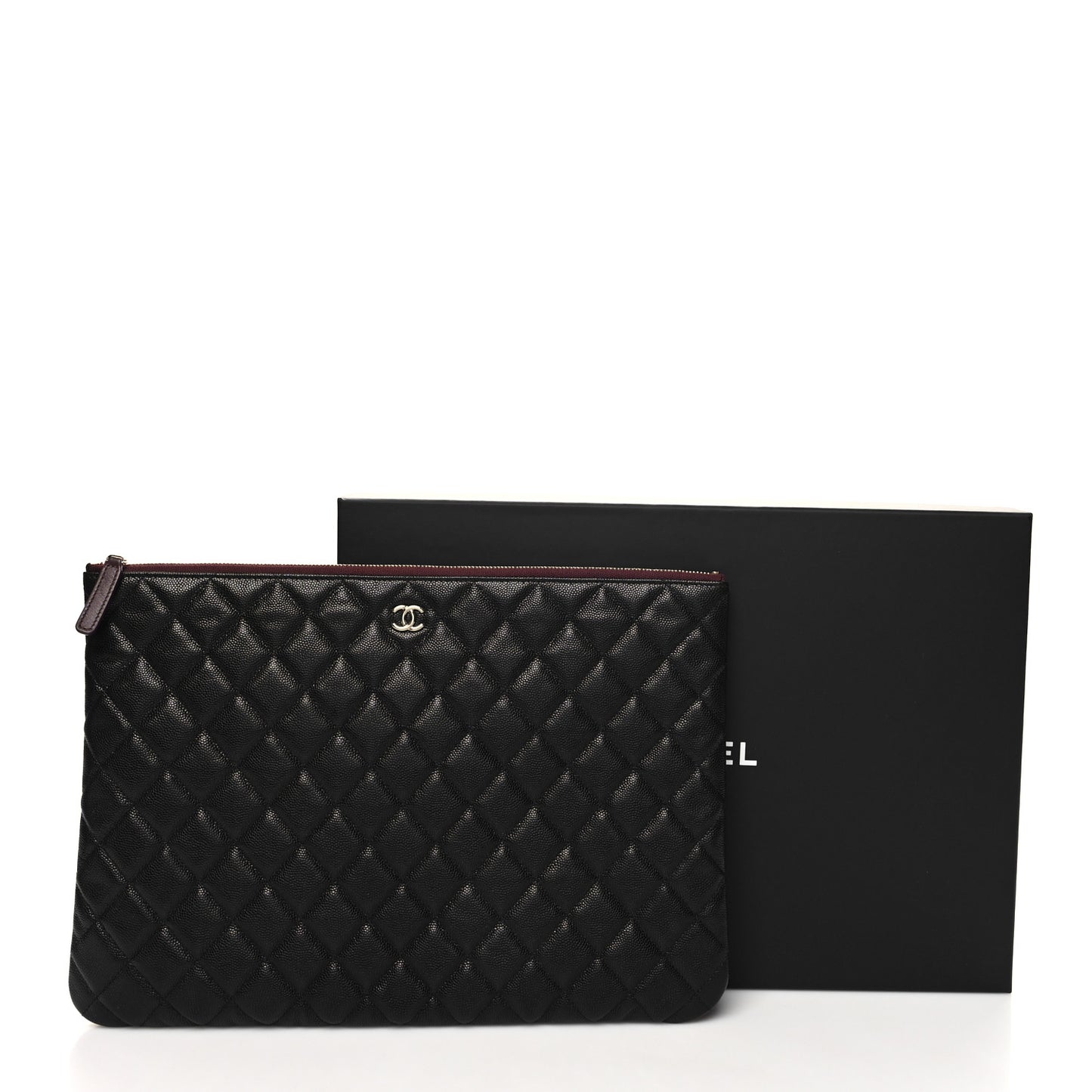 Caviar Quilted Large Cosmetic Case Black