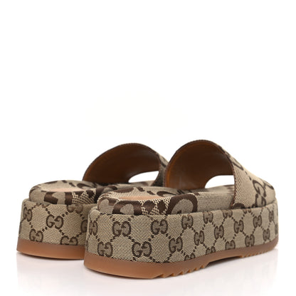 Gucci Monogram Maxi GG Angelina Platform 55mm Slide Sandals 39 Camel Ebony 4 of 9
