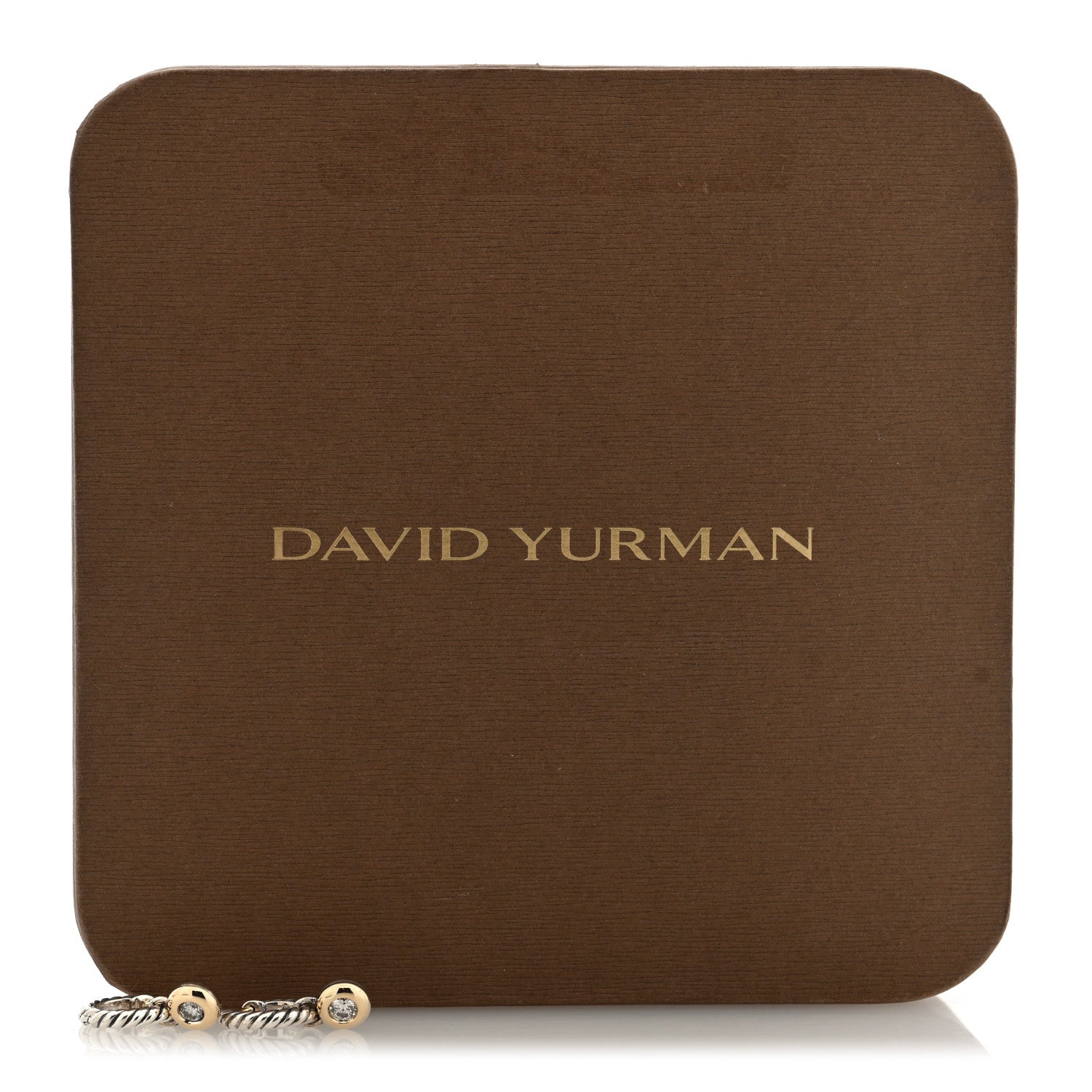 David Yurman Sterling Silver 14K Yellow Gold Diamond Petite Cable Huggie Hoop Drop Earrings 5 of 5