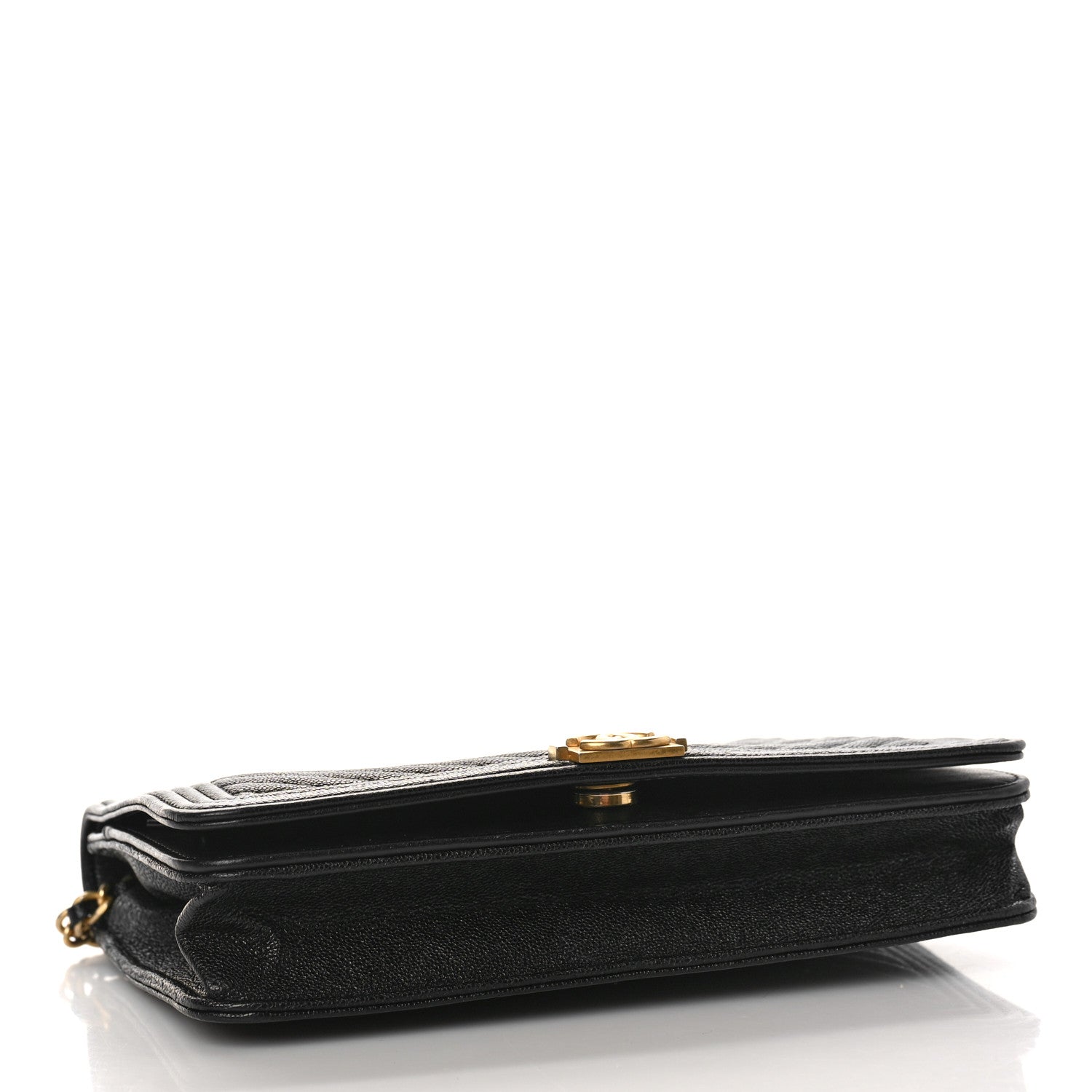 Chanel Caviar Chevron Quilted Boy Wallet On Chain WOC Black 4 of 11