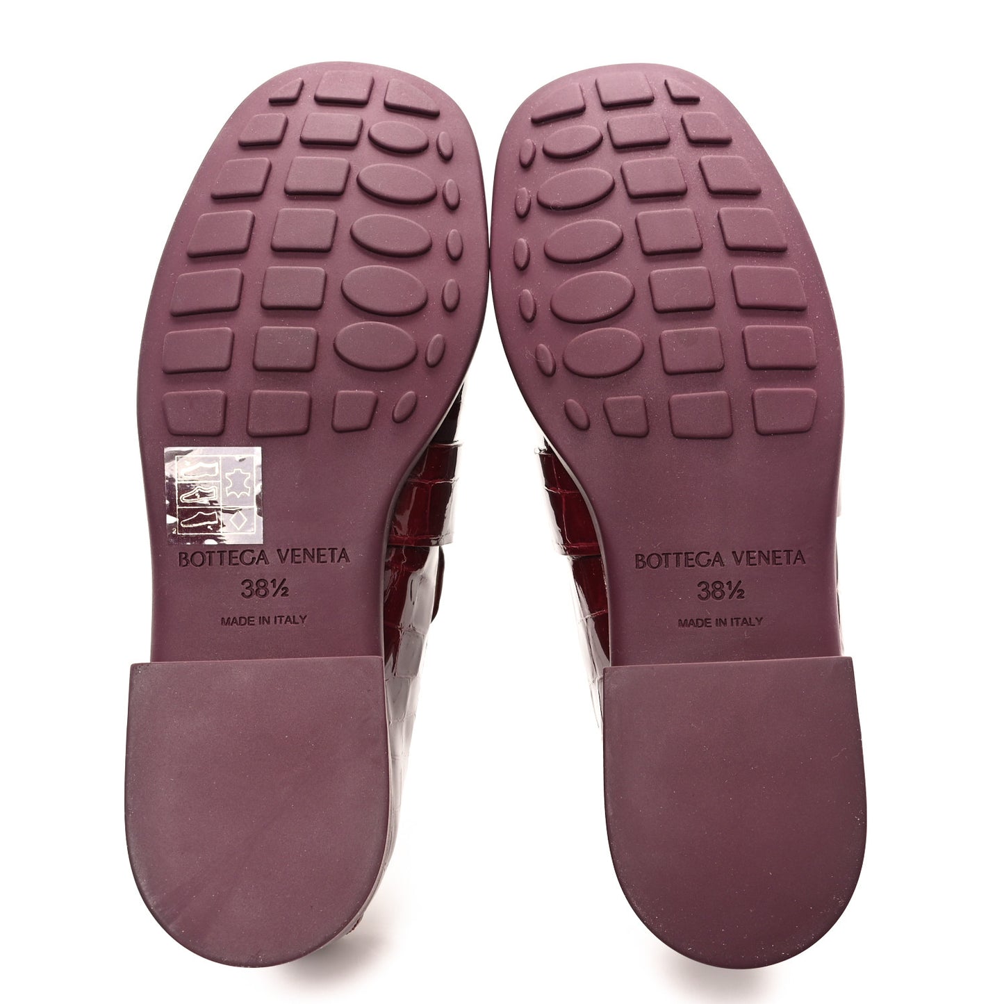 Glossy Calfskin Crocodile Embossed Monsieur Loafers 38.5 Cherry