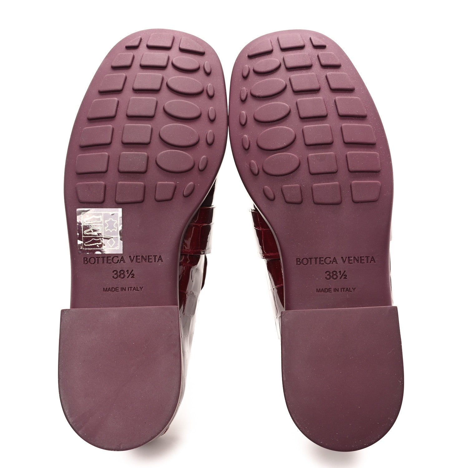 Bottega Veneta Glossy Calfskin Crocodile Embossed Monsieur Loafers 38.5 Cherry 6 of 9