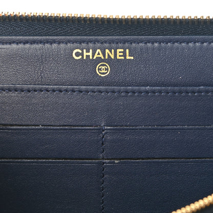 Chanel Alligator Large Gusset Zip Around Wallet Blue 6 of 8