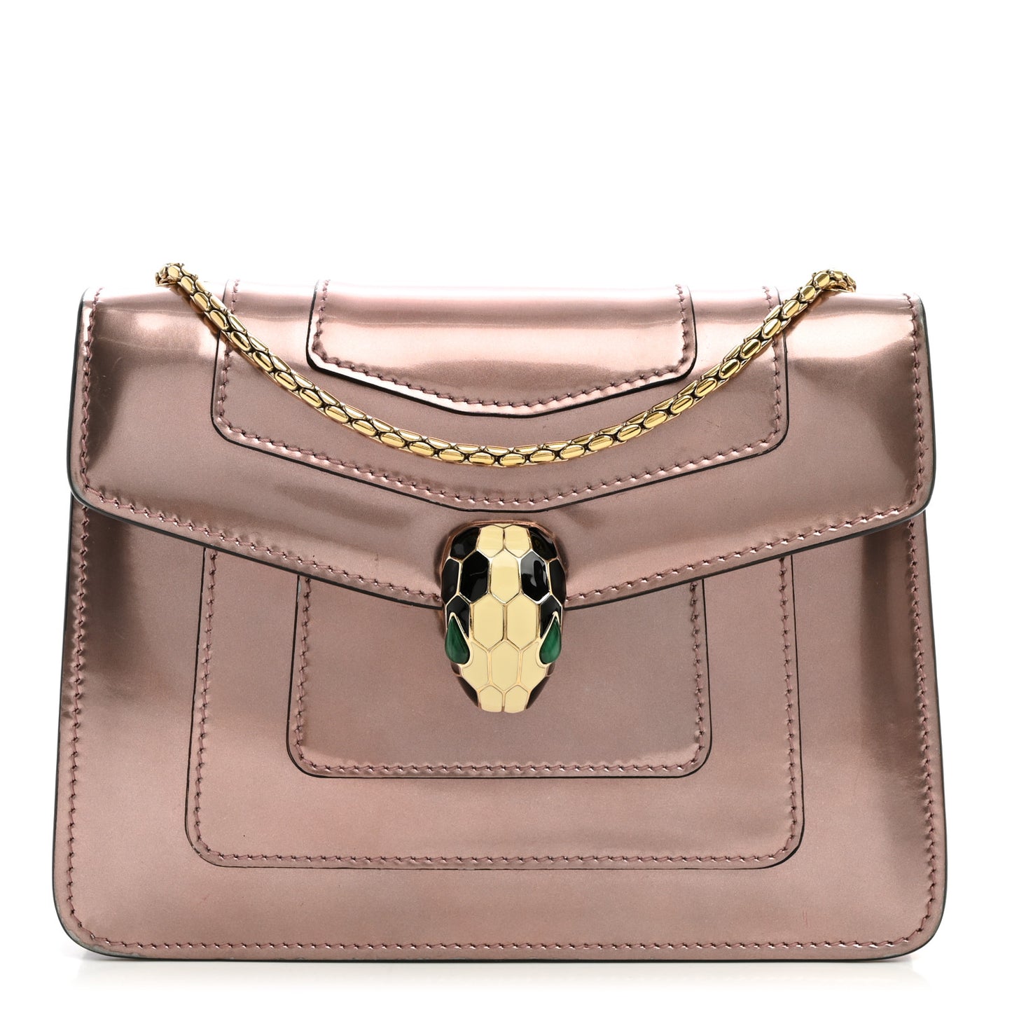 Metallic Calfskin Serpenti Forever Crossbody Bag Rose Quartz