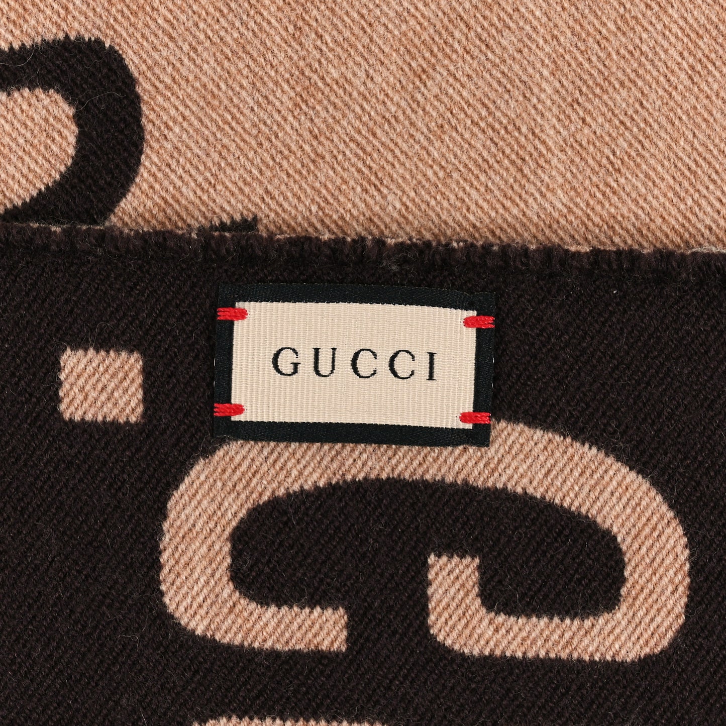 Wool Silk Monogram Jumbo GG Freedom Scarf Dark Brown Beige