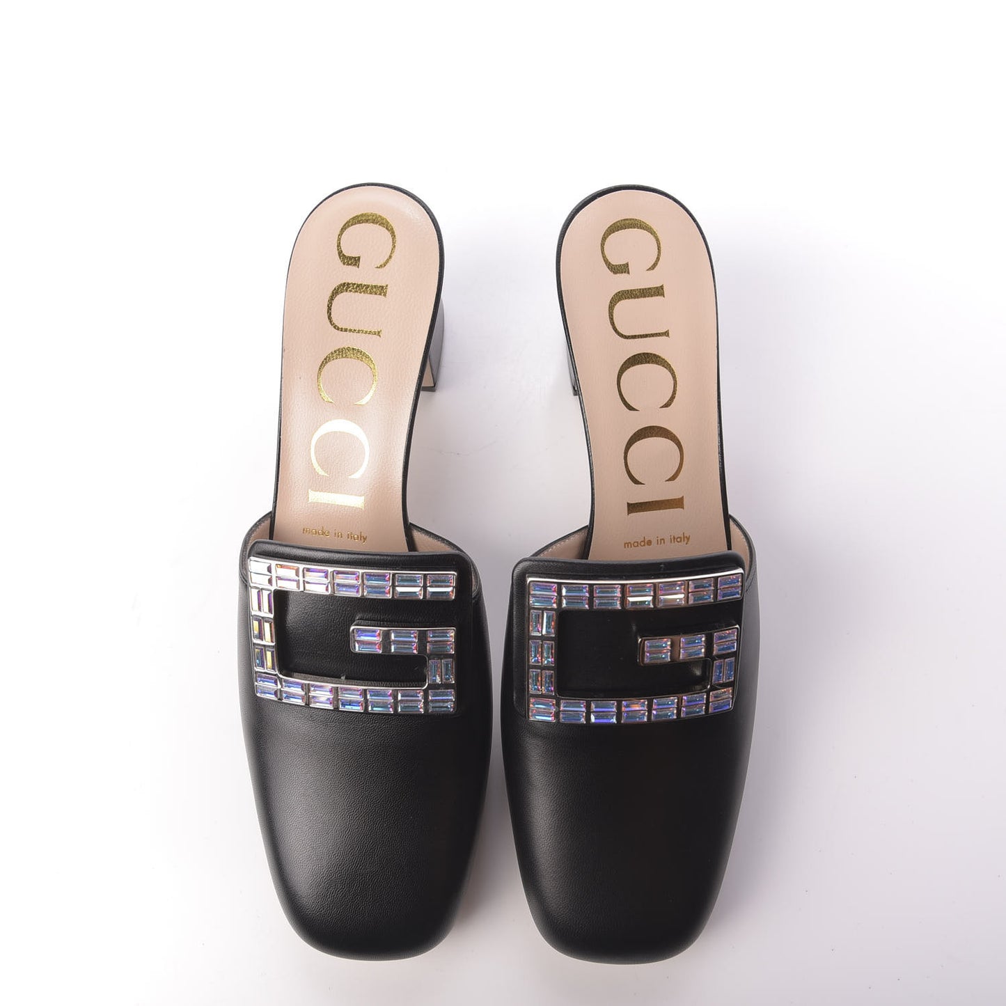 Malaga Kid Crystal Square G Madelyn Mules 38.5 Black
