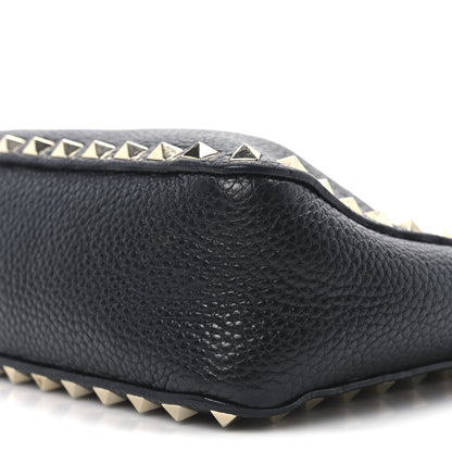 Valentino Garavani Pebbled Calfskin Mini Rockstud Flip-Lock Messenger Bag Black 9 of 9