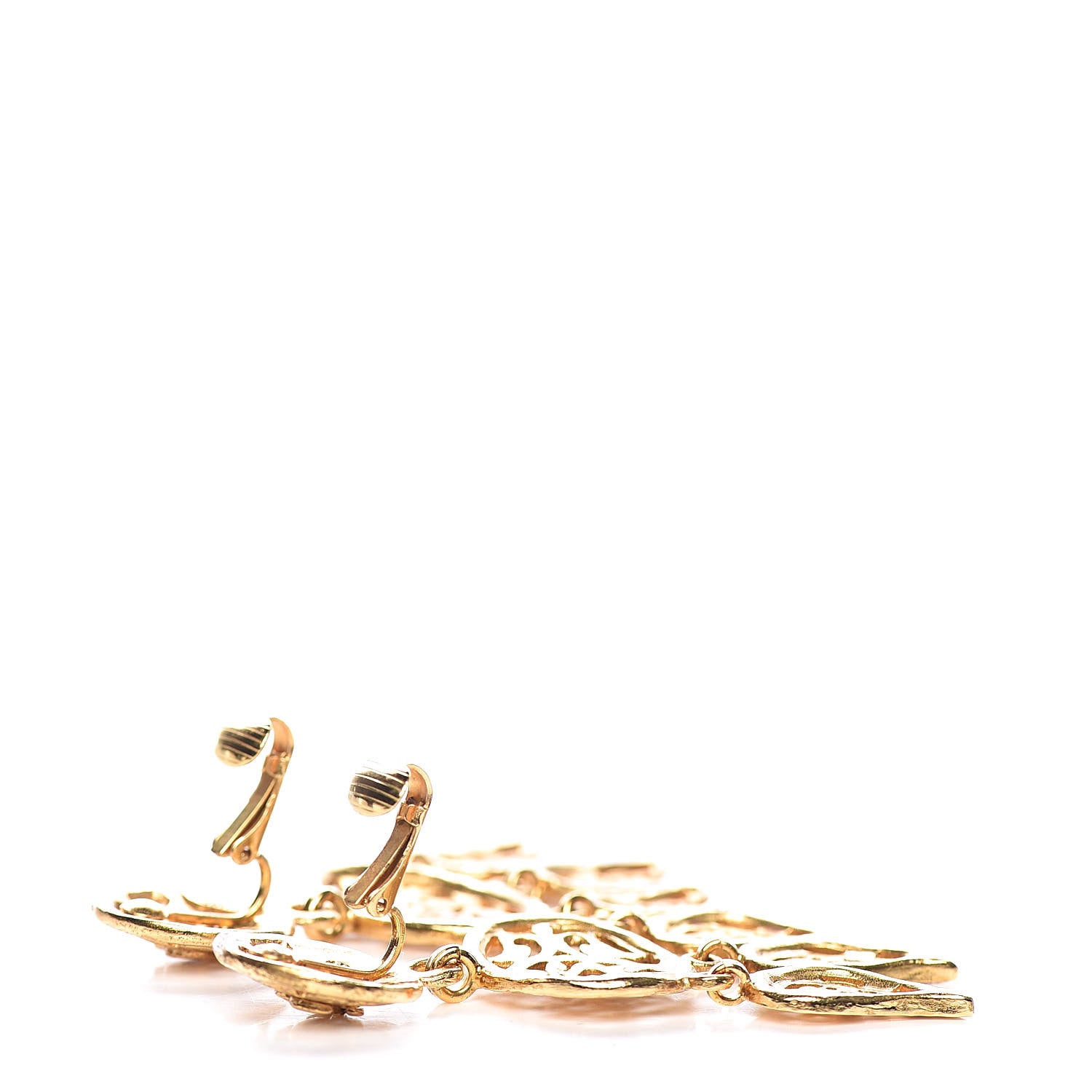Chanel CC Large Drop Clip On Earrings Gold 3 of 5