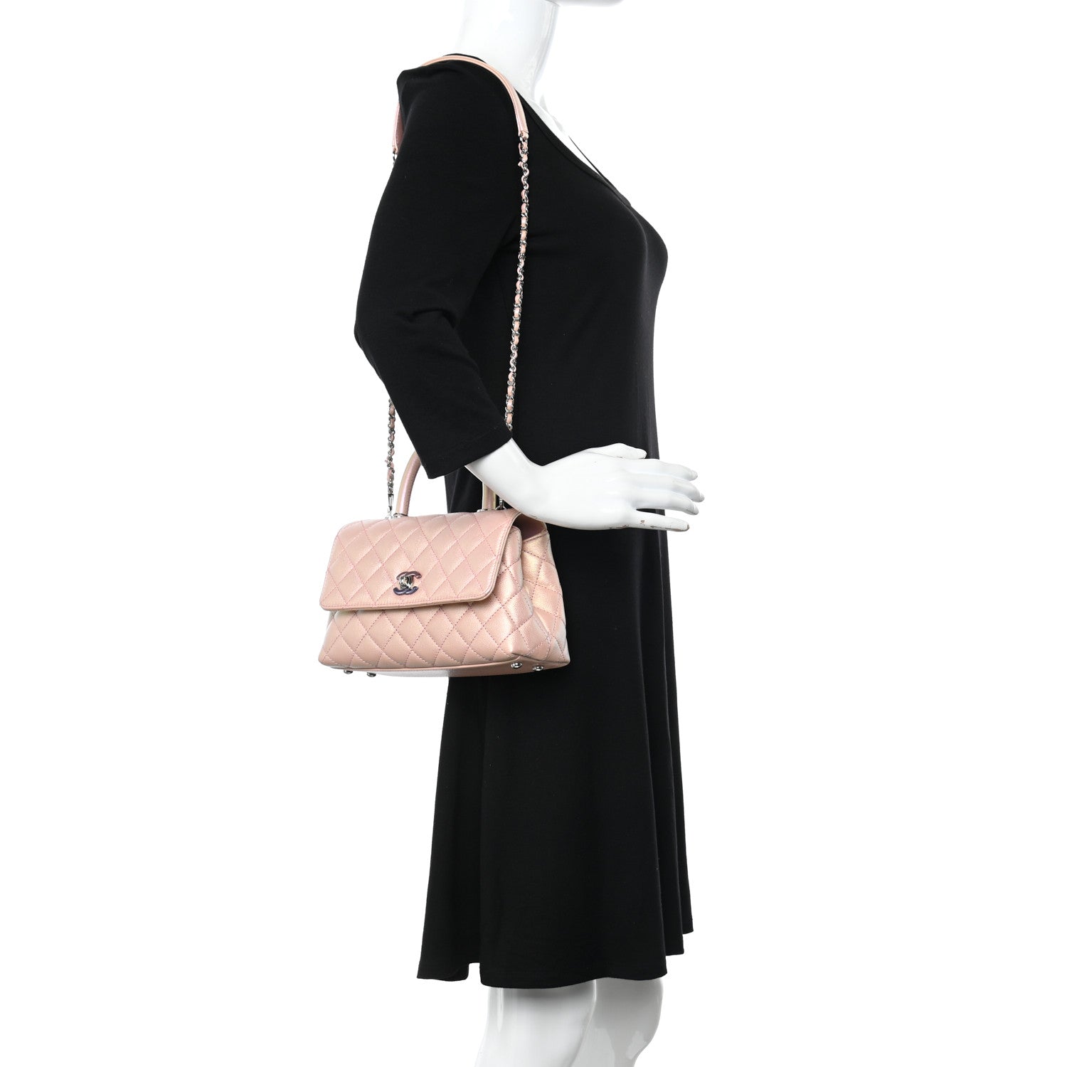 Chanel Iridescent Caviar Quilted Mini Coco Handle Flap Pink 2 of 9