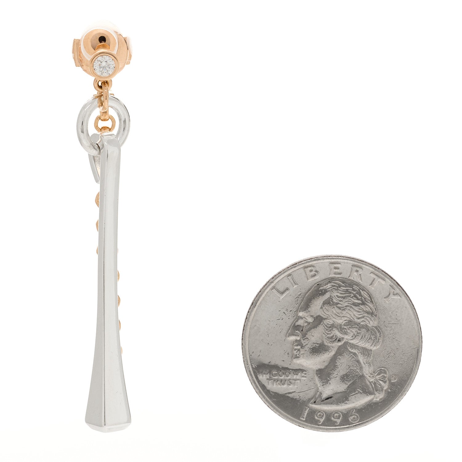 Hermes 18K Rose Gold Sterling Silver Mix and H Single Dangle Earring 2 of 5