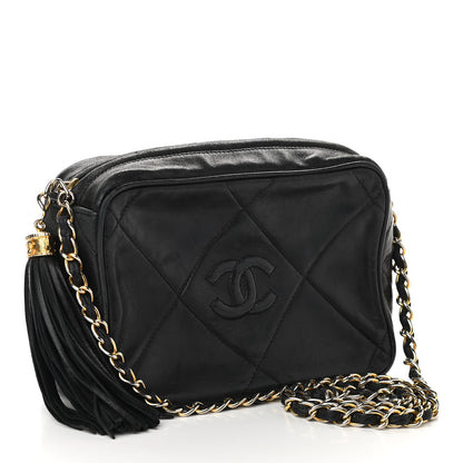 Chanel Lambskin Quilted CC Tassel Camera Case Black 2 of 11