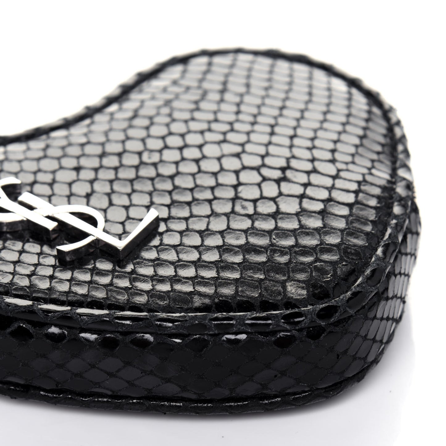 Calfskin Snakeskin Embossed Love Heart Belt Bag Black