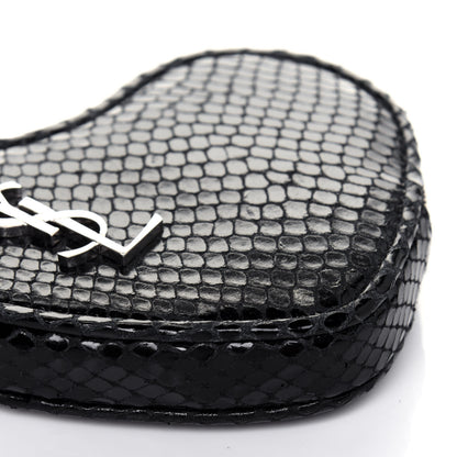 Saint Laurent Calfskin Snakeskin Embossed Love Heart Belt Bag Black 7 of 15