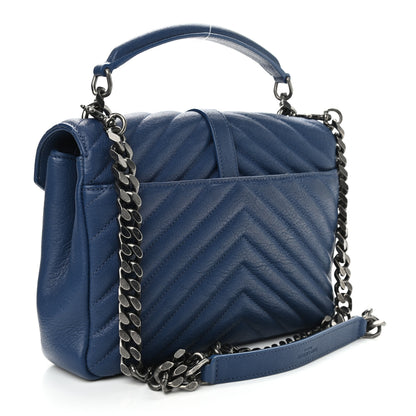 Saint Laurent Sheepskin Matelasse Monogram Medium College Bag Navy 3 of 9