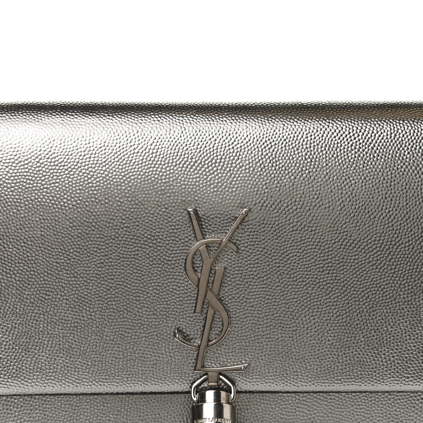 Metallic Grain De Poudre Kate Monogram Tassel Chain Wallet Silver