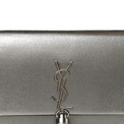 Saint Laurent Metallic Grain De Poudre Kate Monogram Tassel Chain Wallet Silver 7 of 10