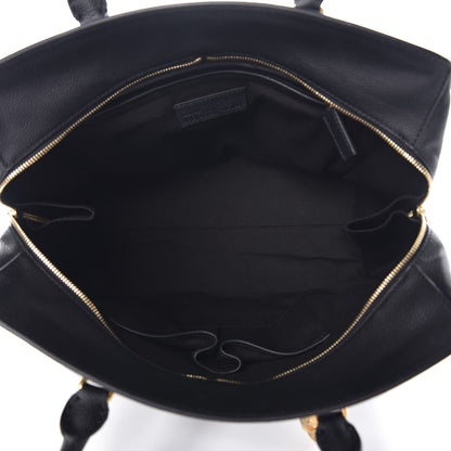 Alexander McQueen Pebbled Calfskin Large Skull Padlock Zip Around Tote Black 5 of 8