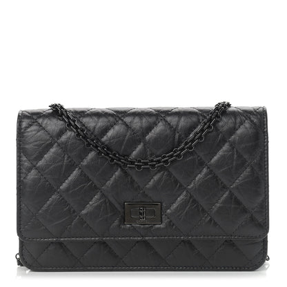 Chanel Aged Calfskin Quilted Reissue Wallet On Chain WOC So Black 1 of 10