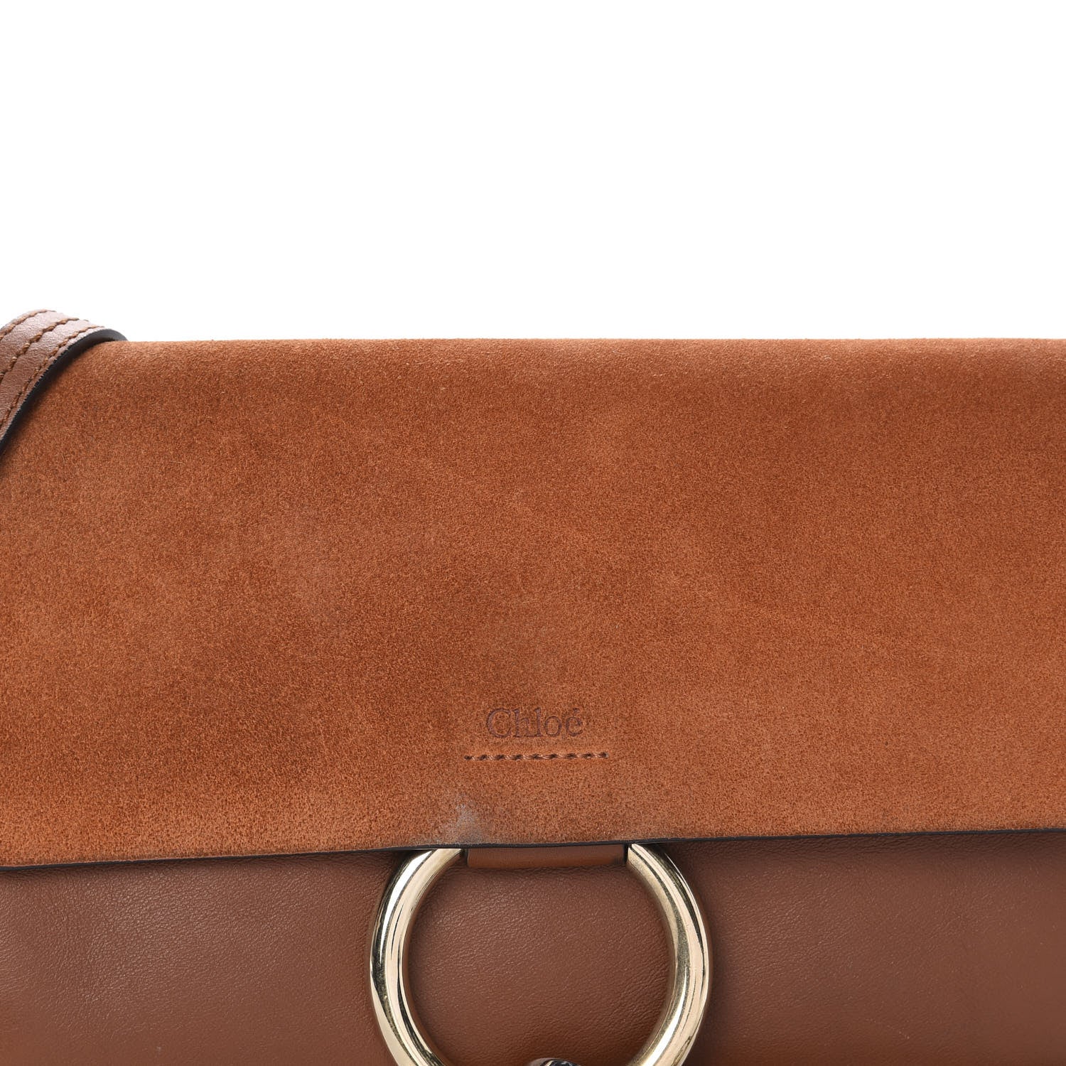 Chloe Suede Calfskin Small Faye Shoulder Bag Tobacco 11 of 11