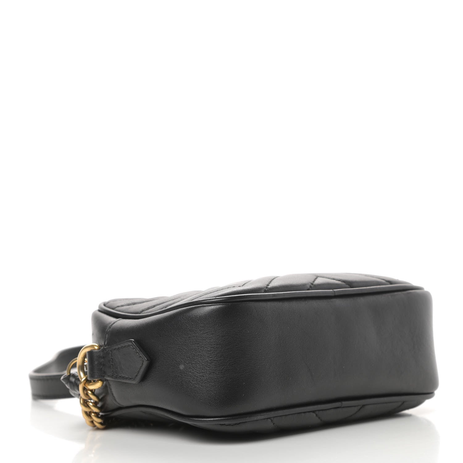 Gucci Calfskin Matelasse Mini GG Marmont Chain Shoulder Bag Black 4 of 10