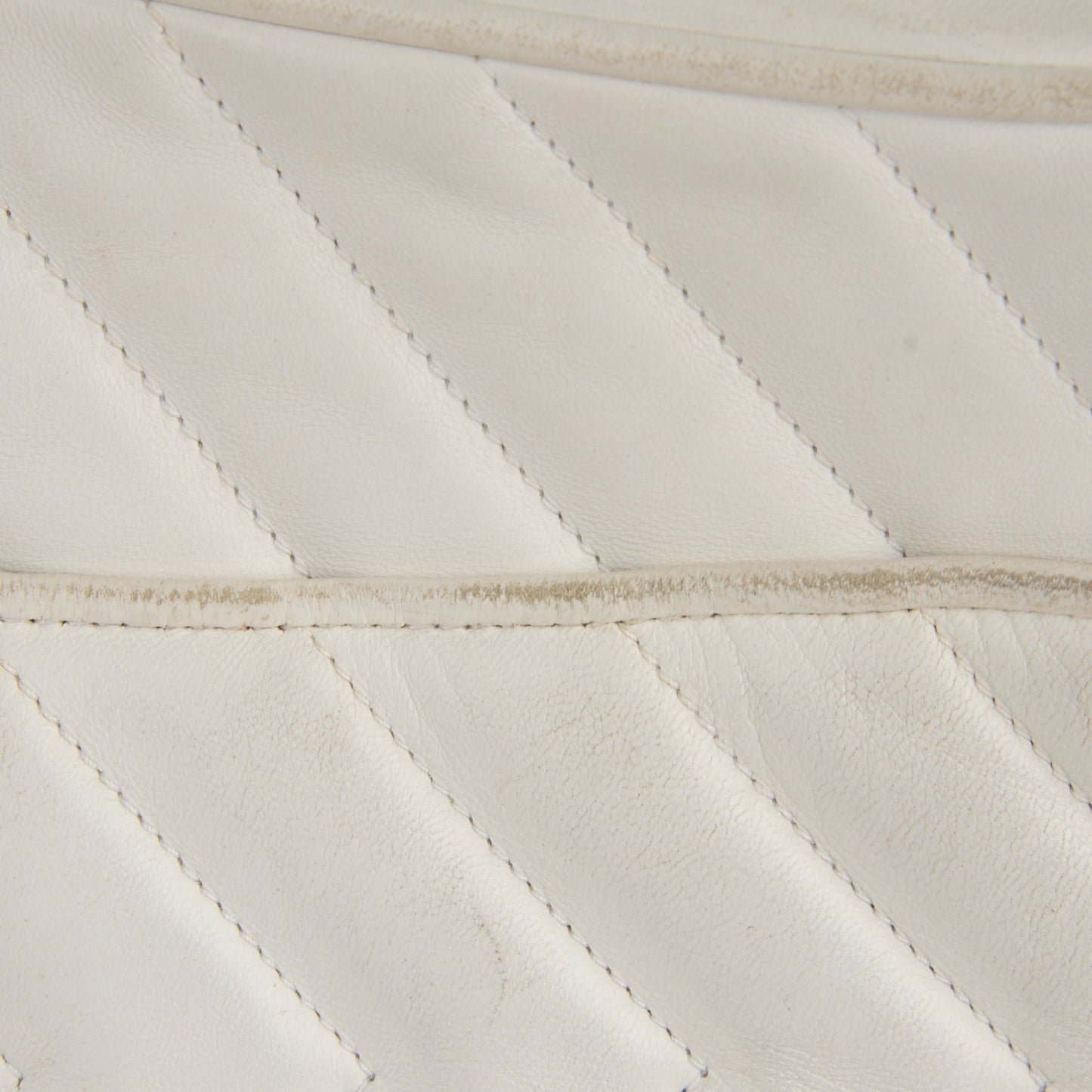 Lambskin Chevron Medium Tassel Camera Case White