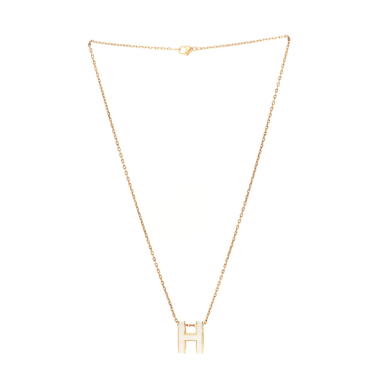 Lacquered Gold Pop H Pendant Necklace White