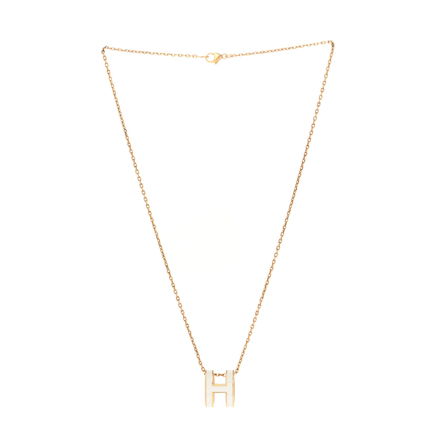 Hermes Lacquered Gold Pop H Pendant Necklace White 3 of 6