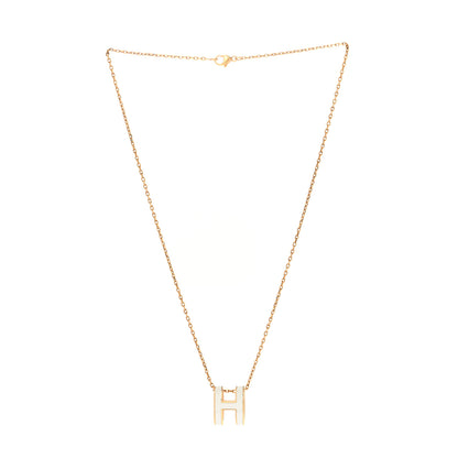 Hermes Lacquered Gold Pop H Pendant Necklace White 3 of 6